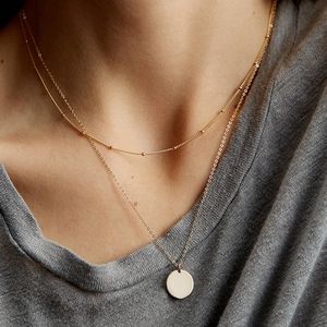 Silver Flat Circle Layered Necklace